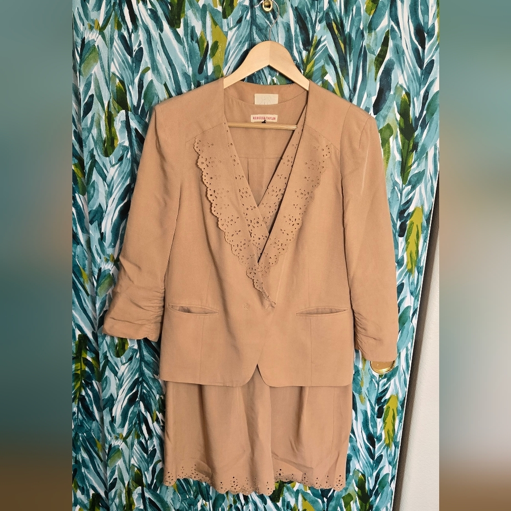 Rebecca Taylor Nude Laser Cut Blazer and Dress Set